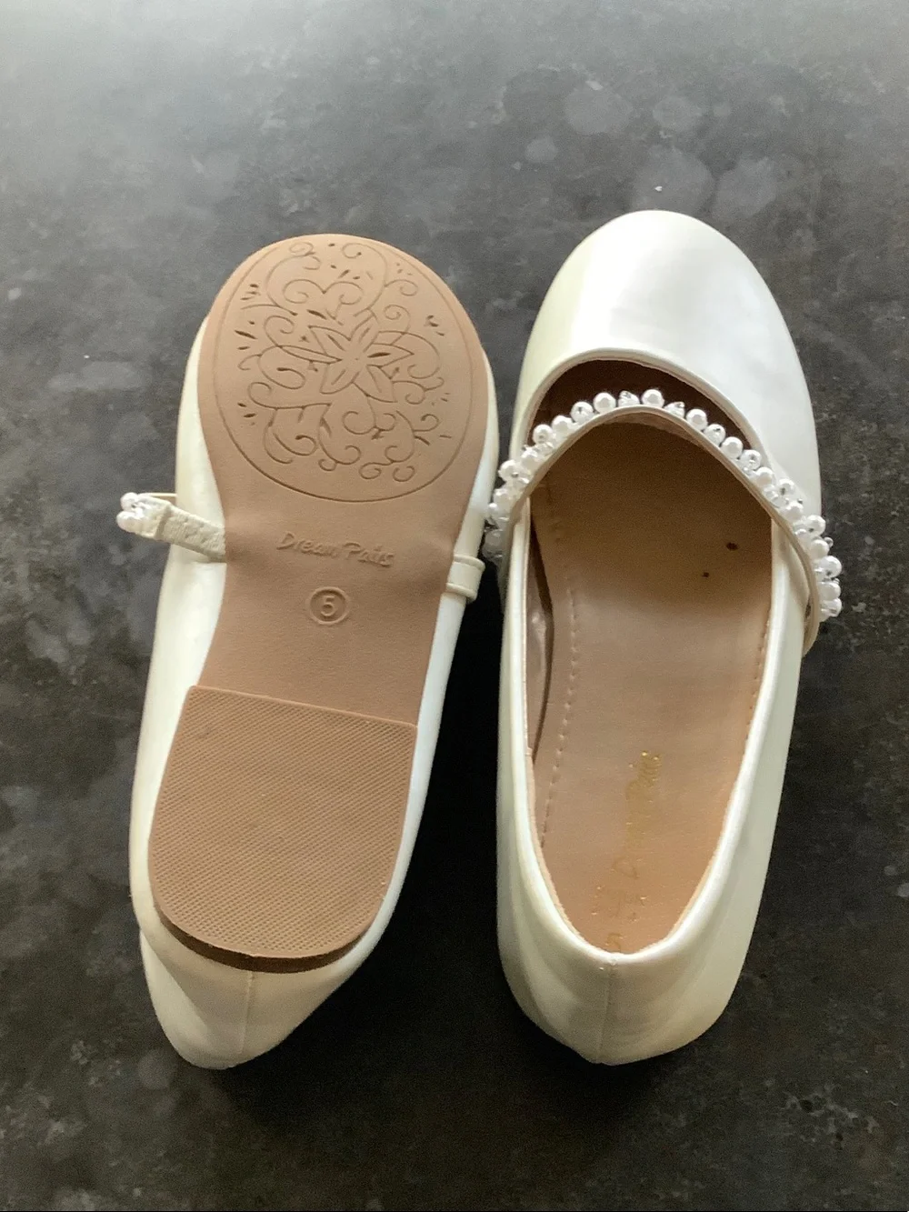 Dream Pairs Ivory Pearl-Strap Mary Jane Kids Shoes
